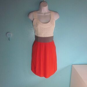 Anthropologie Twinkle by WenLan Womens Size 6 Color Block Scoop Neck Lined Dress